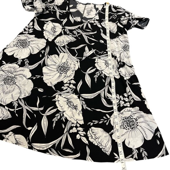 SOPRANO Mini Dress Size Large Floral Black and White Curvy No Stretch - Picture 8 of 10